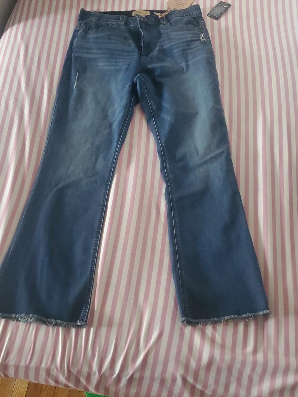 New With Tags Democracy Distressed Blue Straight-Leg Jeans, Size 16